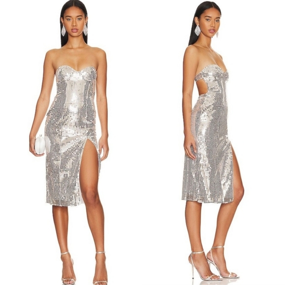 REVOLVE Majorelle Jovanna Embellished Sequin Cocktail Dress XS NEW Strapless - Picture 1 of 6